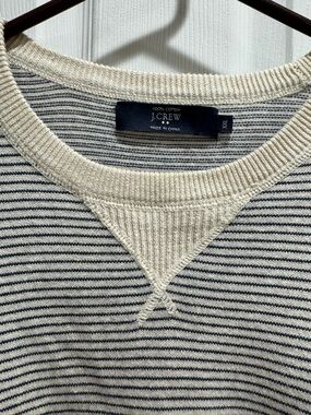 J. Crew Striped Crewneck Sweater in Cream and Navy